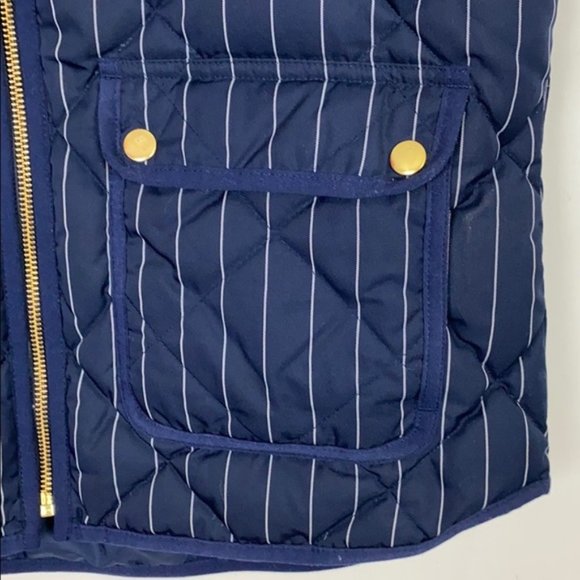 J.Crew S Puffer Vest Stripes Pinstripe Navy White - Picture 10 of 15